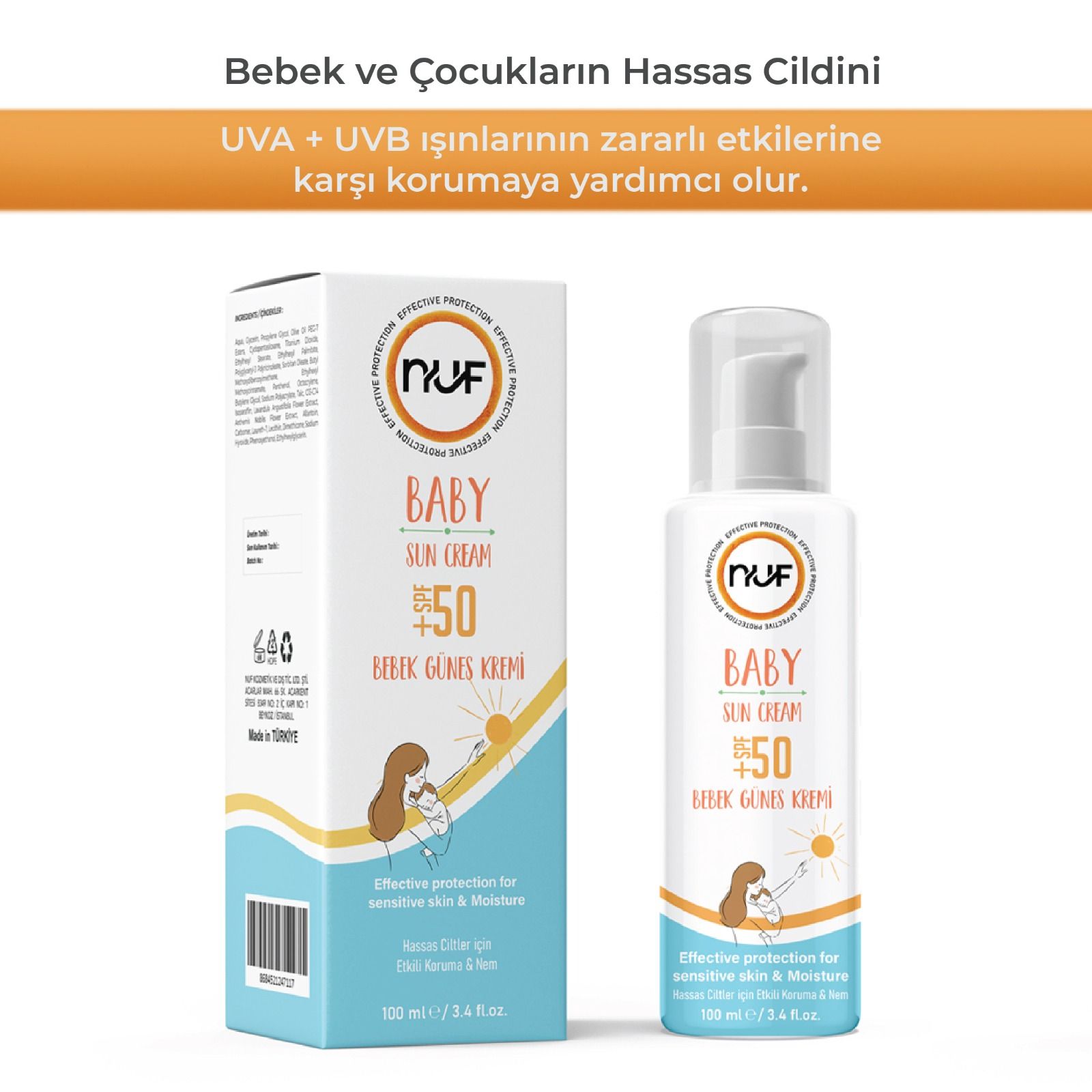 Nuf Kozmetik Bebek Güneş Kremi SPF50+ 100ML