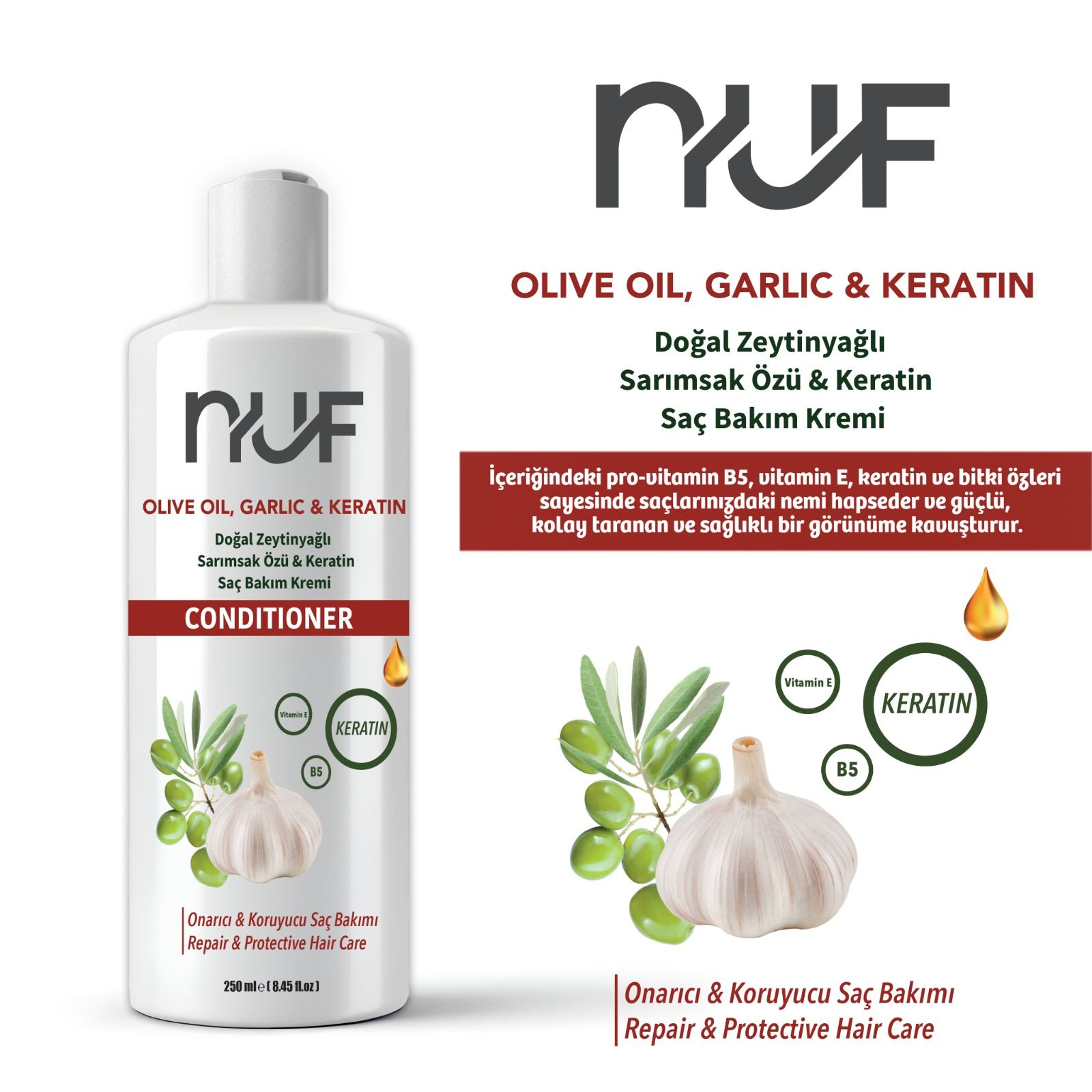 Nuf Kozmetik Sarımsak Özlü Saç Bakım Kremi 250ml