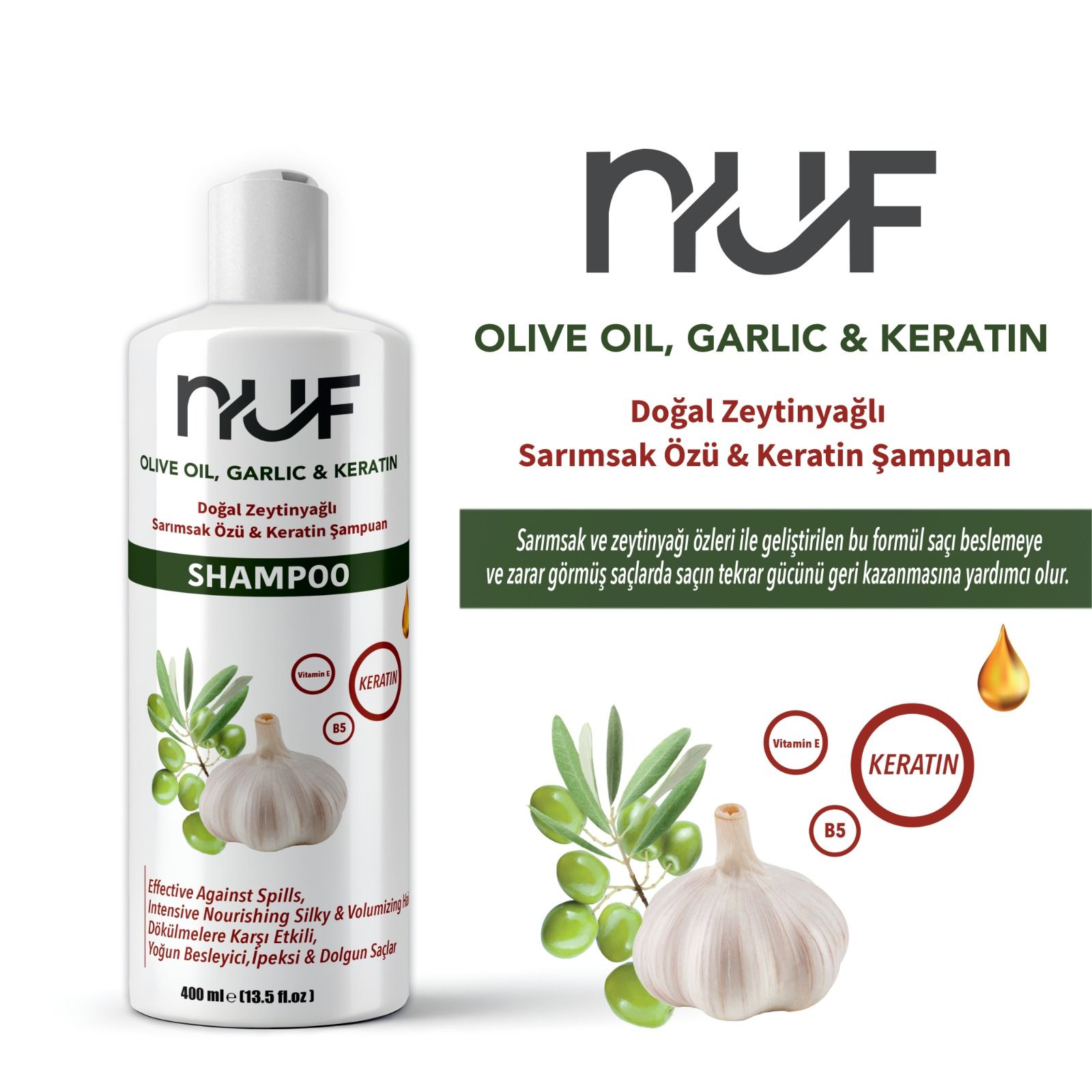 Nuf Kozmetik Sarımsak Özlü Şampuan 400ml